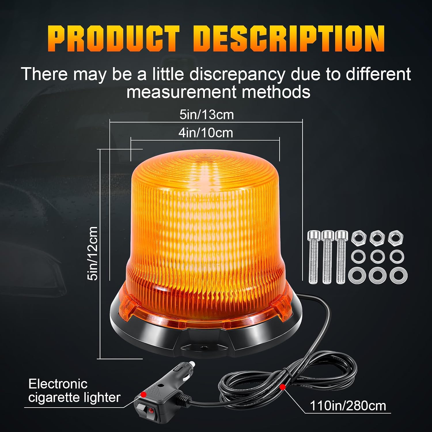 Thumbnail 1 de Willpower Amber Beacon Strobe Light 5-inch