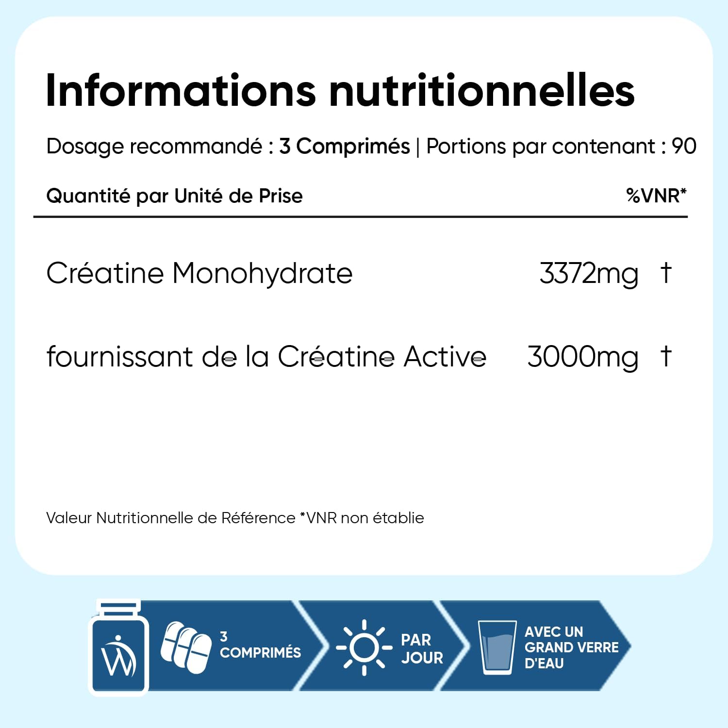 Thumbnail 2 de Creatine Monohydrate 270 comprimés — 3000 mg par portion 💊