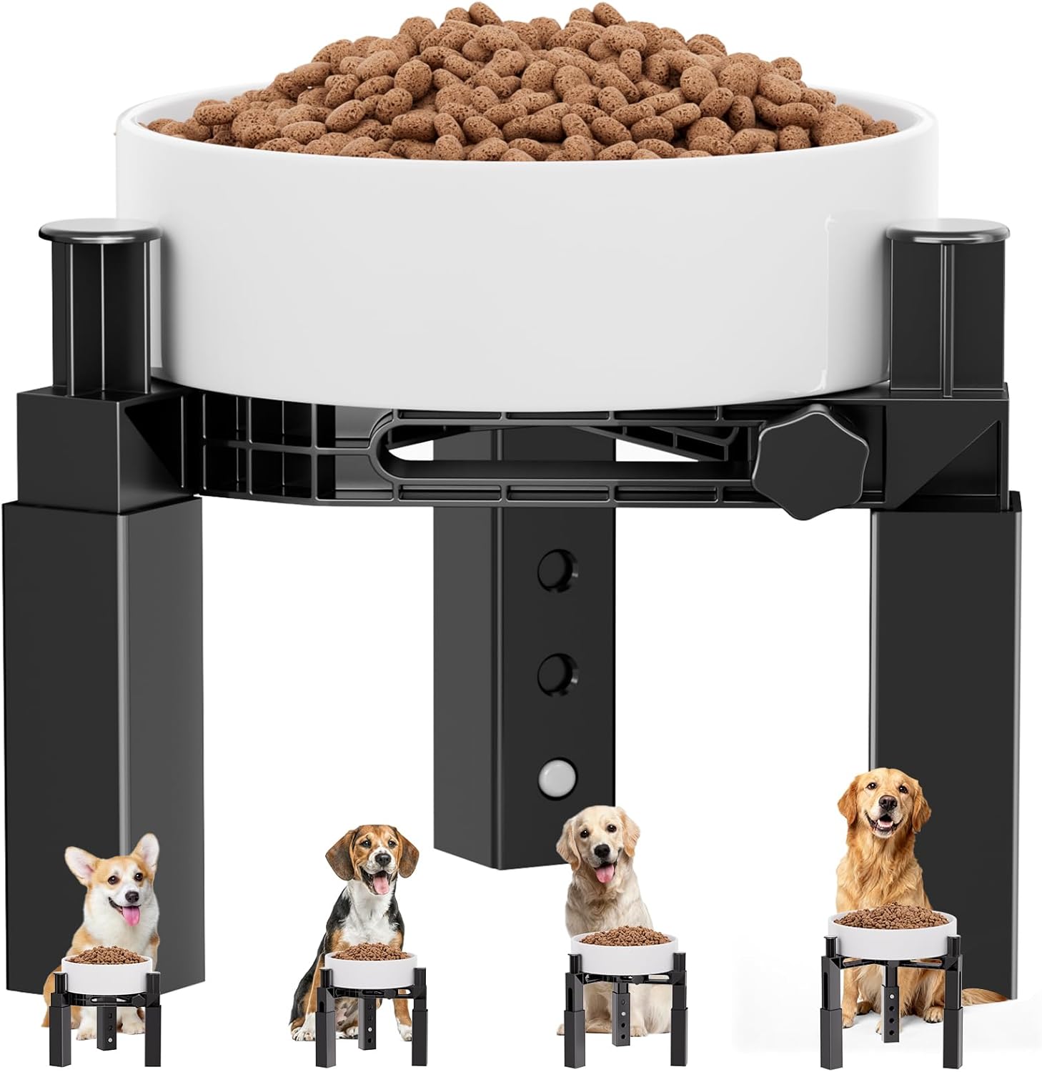 X XBEN supporto per ciotole rialzate per cani con 4 altezze e larghezza regolabile (solo supporto)