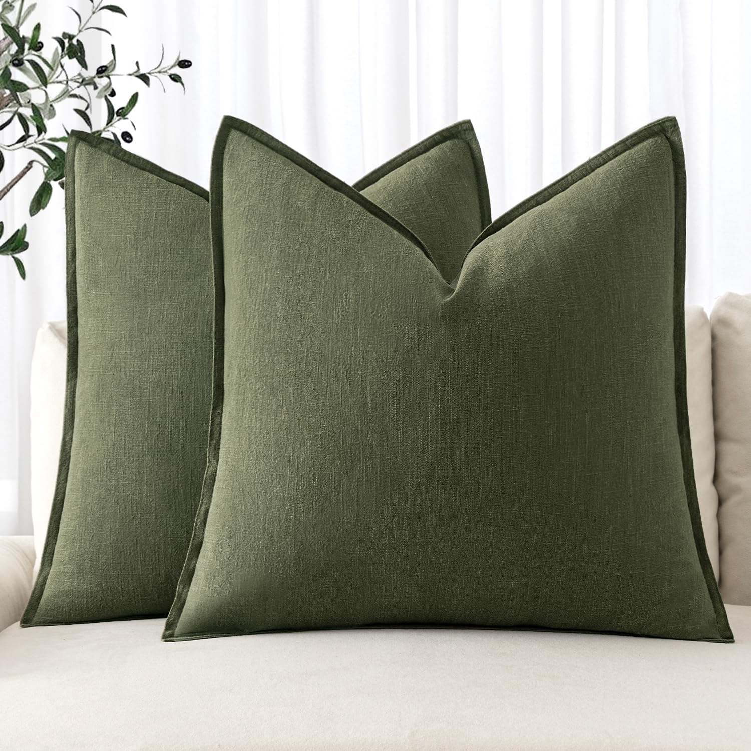 Detalle de MIULEE Linen-Blend Pillow Covers, 18 x 18 Inch