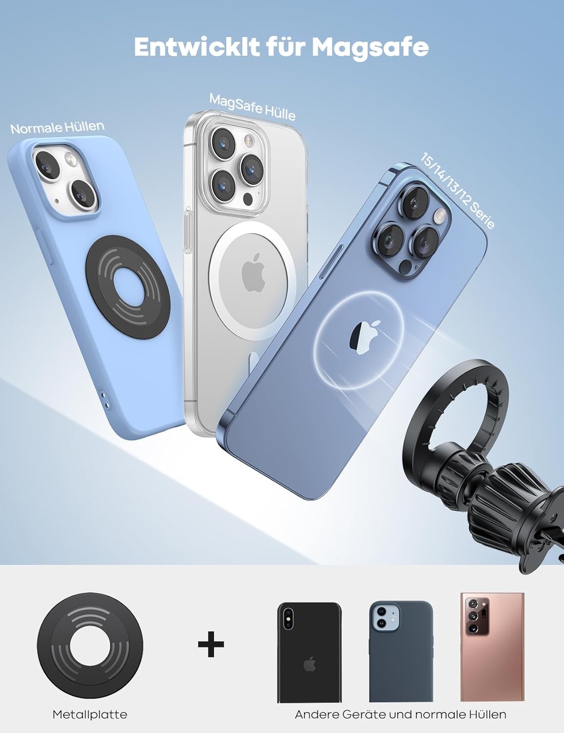 Thumbnail 3 de Lamicall MagSafe Autohalterung mit 20× N52 Magneten