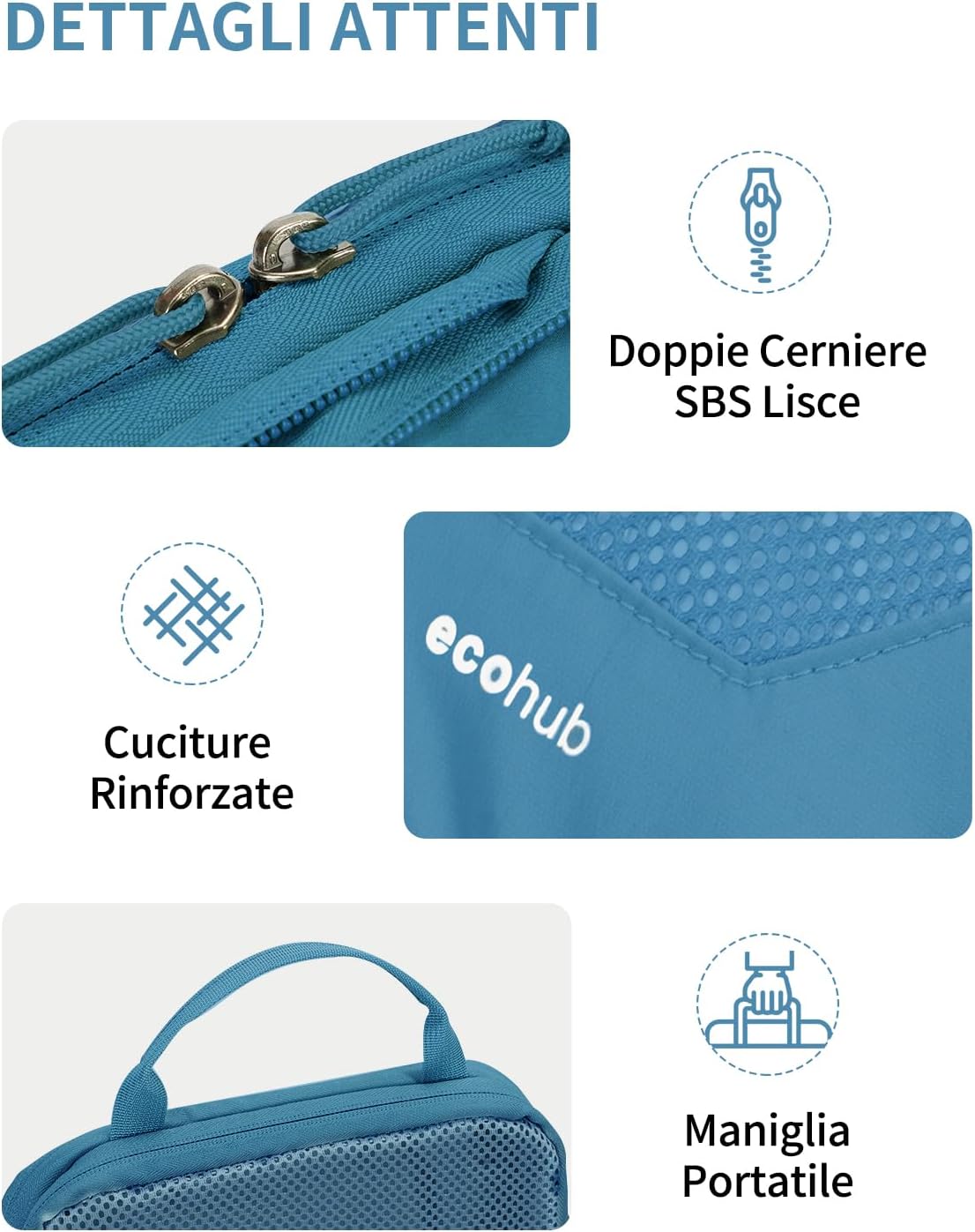 Thumbnail 6 de ECOHUB Compressione Organizer da Viaggio – Set da 4 Cubi Compressivi, Verde acqua