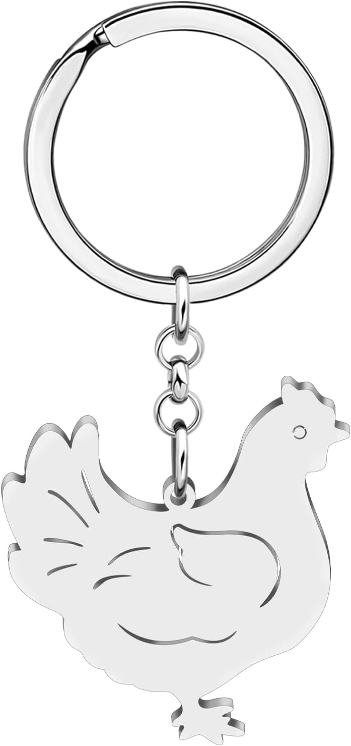 Detalle de LONYOO Lustig Huhn Schlüsselanhänger – Edelstahl Henne Charms mit 18k Gold- oder Silberfinish