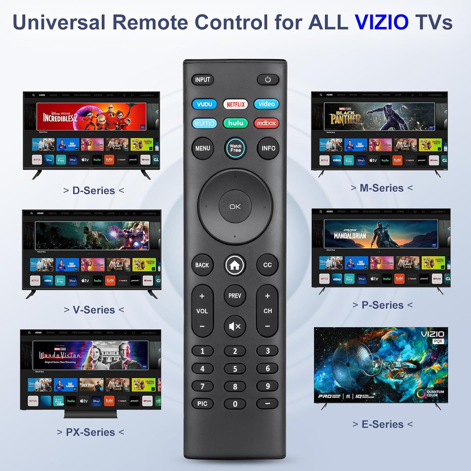 Detalle de Universal for VIZIO Smart TV Remote Replacement XRT140 (2 Pack) for VIZIO Smartcast D, E, M, P, V, PX Series