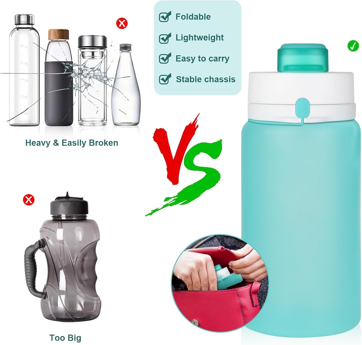 Thumbnail 3 de PLTCAT Model 1 19oz Collapsible Silicone Water Bottle, BPA-Free