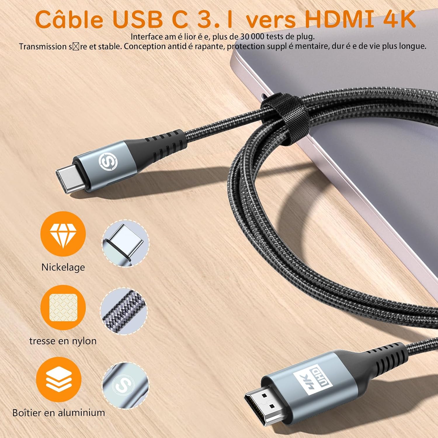 Thumbnail 4 de Cavo USB C a HDMI 2M 4K – Thunderbolt 3/4/5, compatibile con iPhone 15/16/17, MacBook, iPad e molto altro