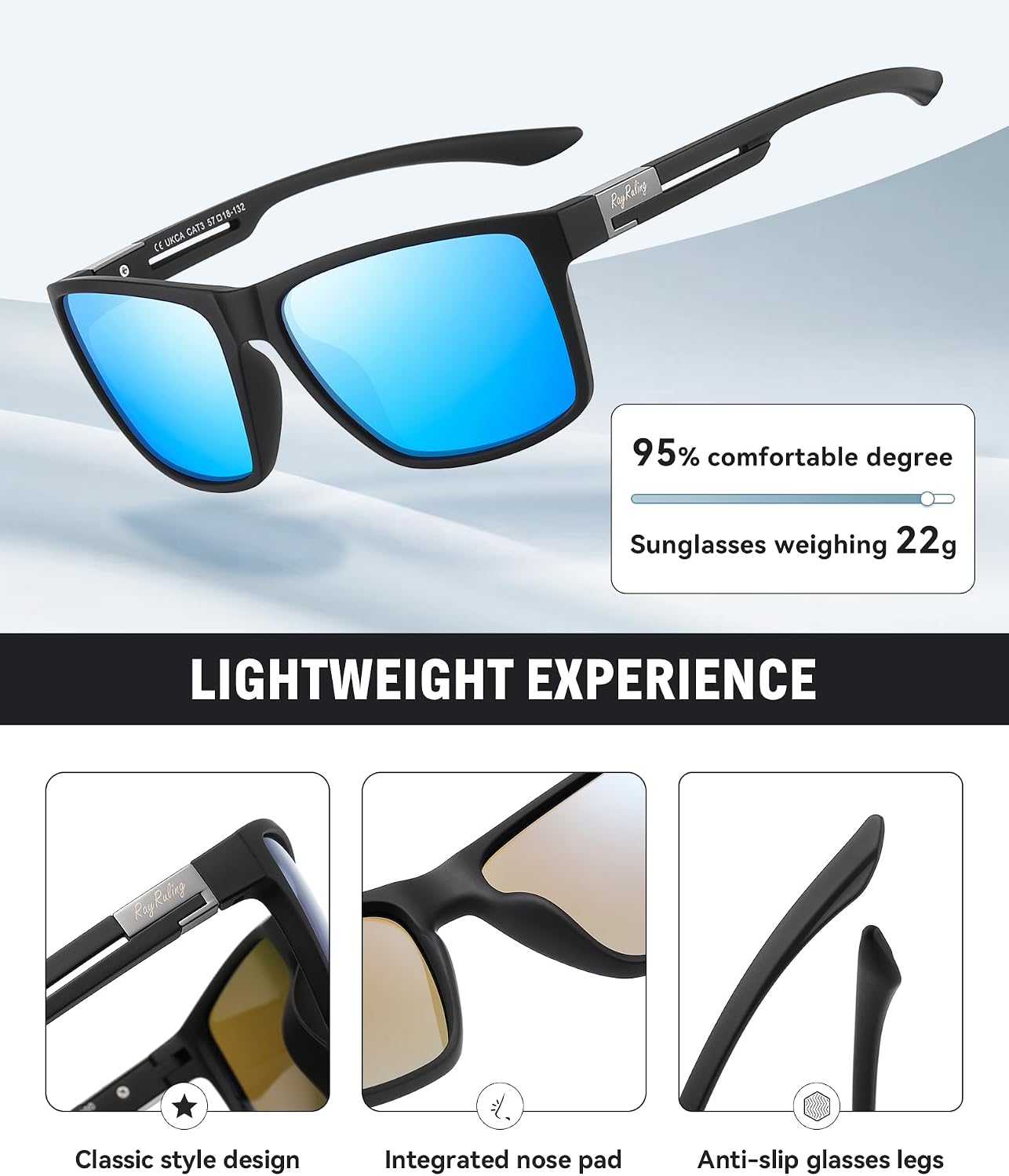 Thumbnail 5 de Rayruling Polarized Sunglasses for Men & Women — TR90 Ultralight Frame, UV400, HD Polarised Lenses