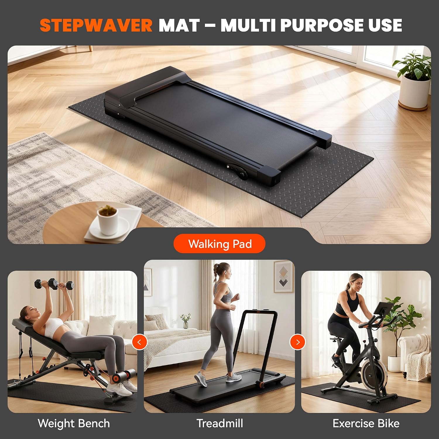 Thumbnail 6 de Stepwaver Treadmill Mat for Carpet and Hardwood, Foldable PVC Floor Protector