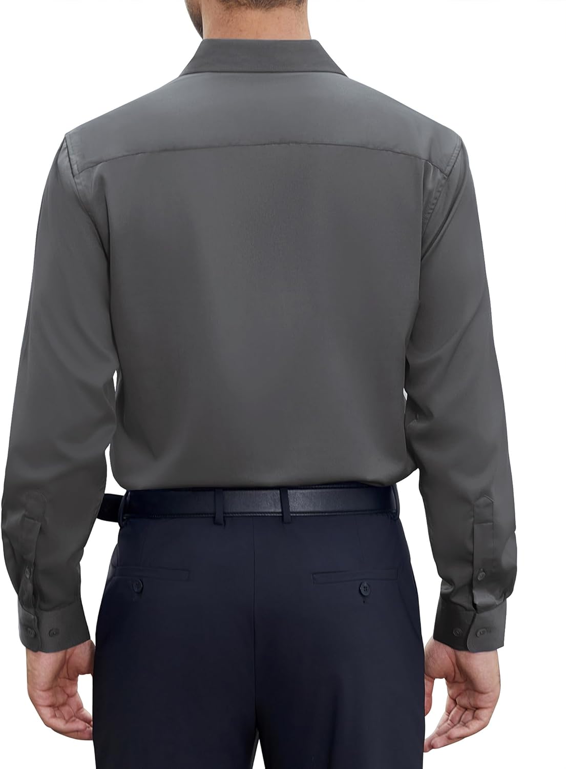 Detalle 2 de siliteelon Herren Hemden Bügelfrei Regular Fit Langarm – Unifarben Stretch, Business & Freizeit