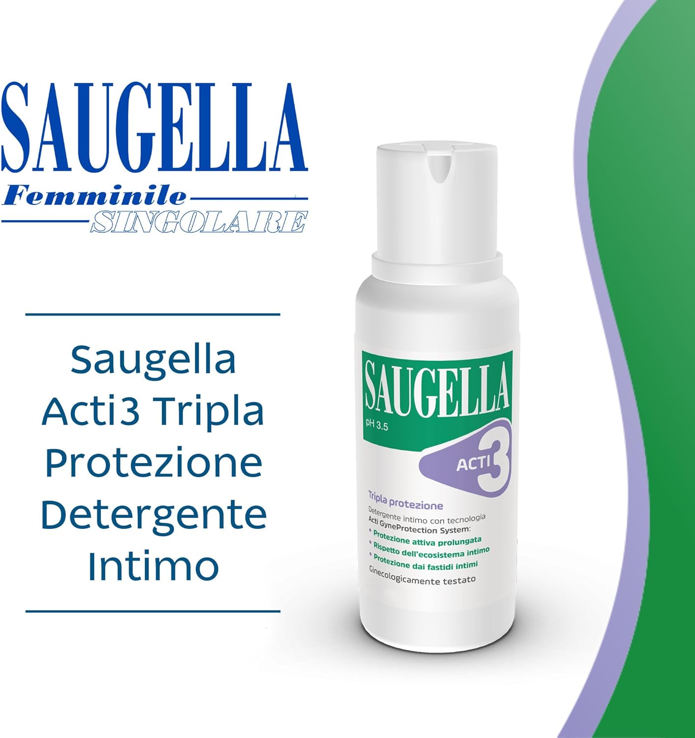 Thumbnail 1 de Saugella Acti3 Detergente intimo pH 3.5 500 ml
