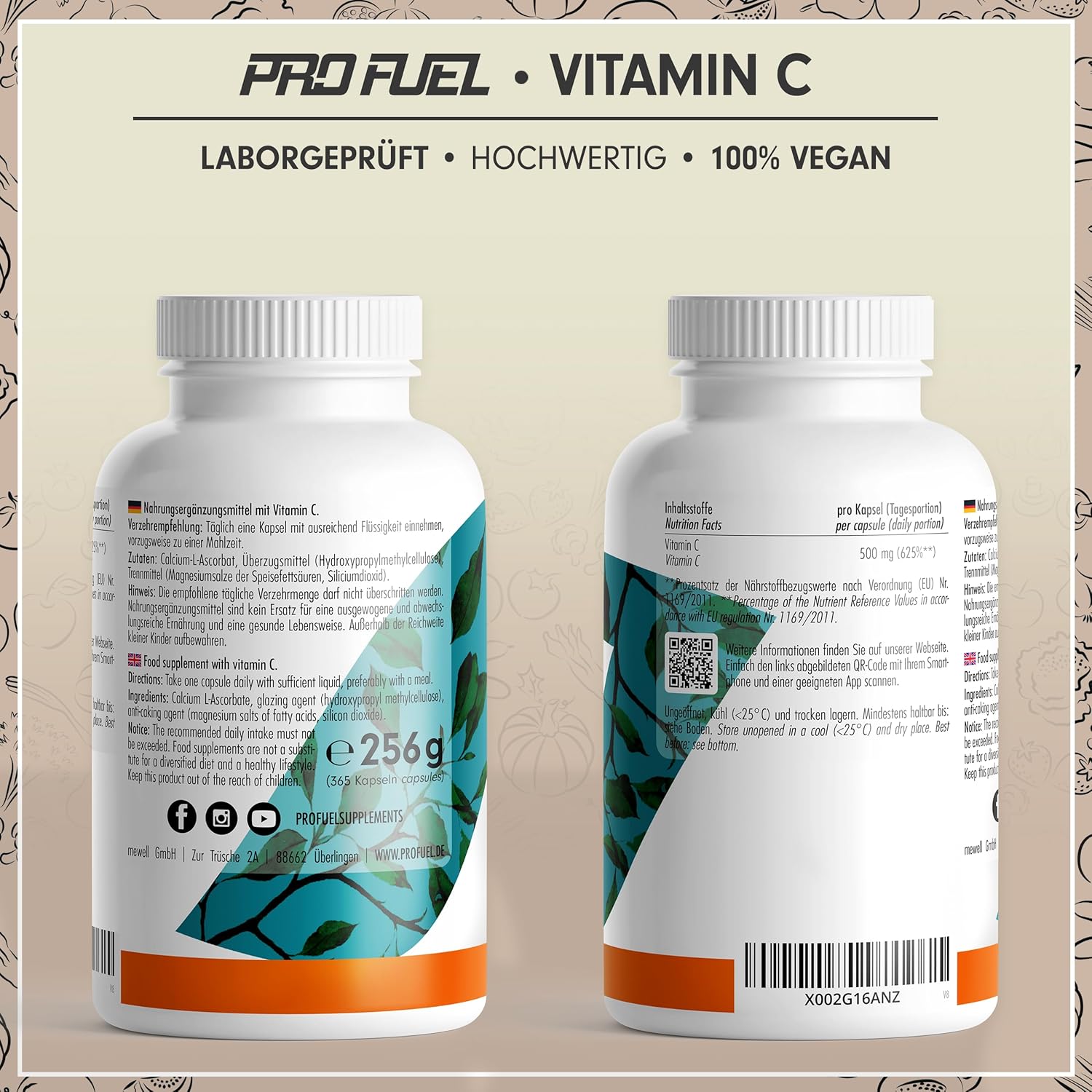 Detalle 2 de Vitamin C 500 mg Kapseln — 365 Tage Vorrat