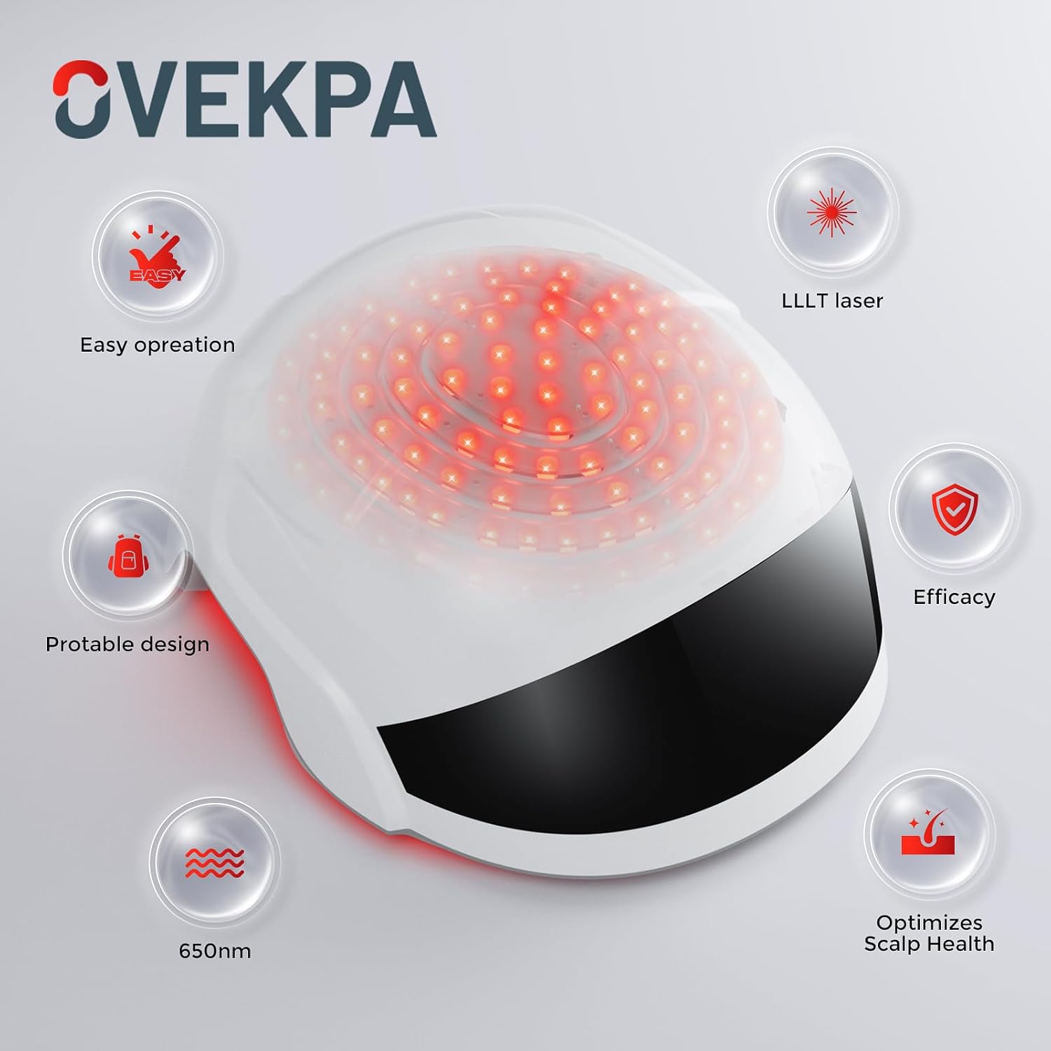 Thumbnail 2 de OVEKPA Red Light Therapy Laser Cap for Hair Growth (FDA-cleared) — at-home LLLT for men & women