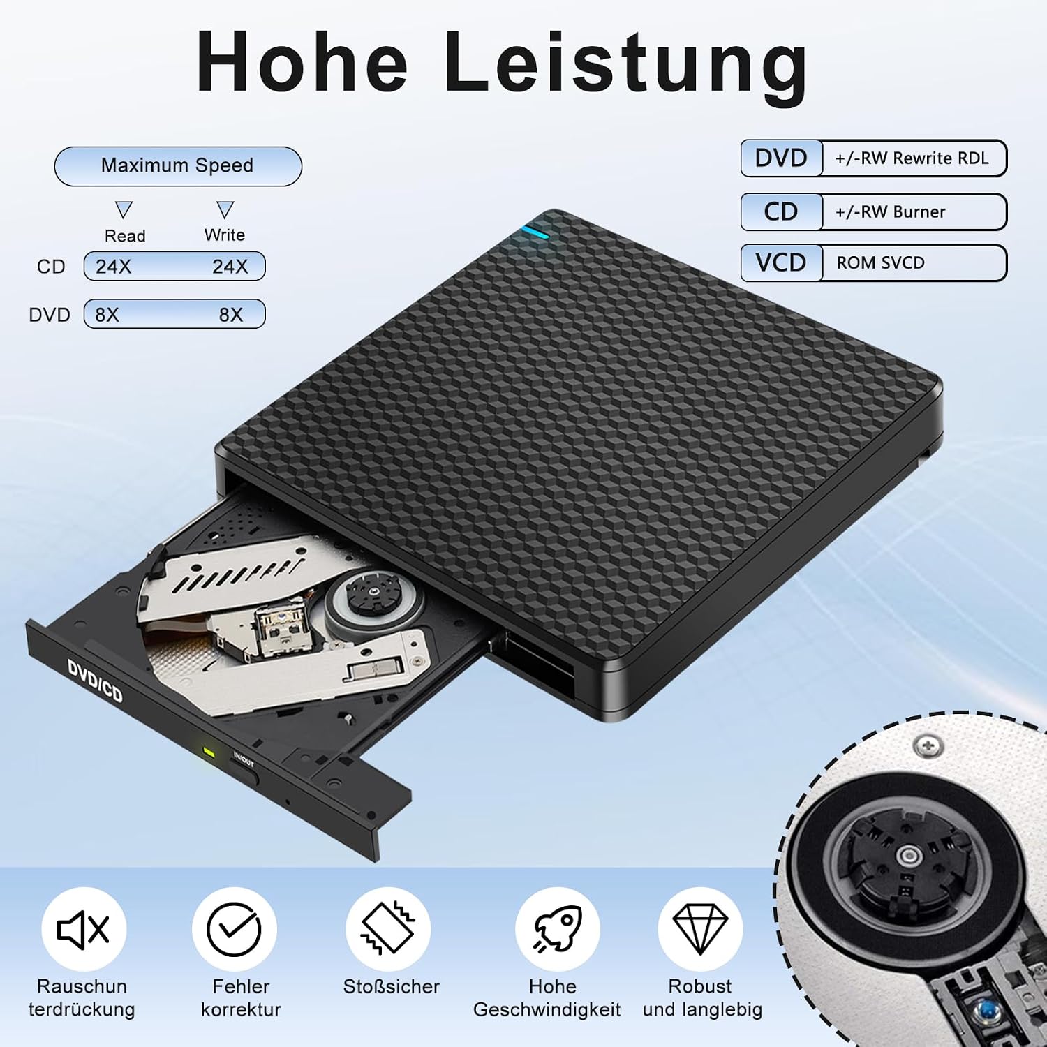 Detalle de NOLYTH Externes DVD Laufwerk USB-C đź“€