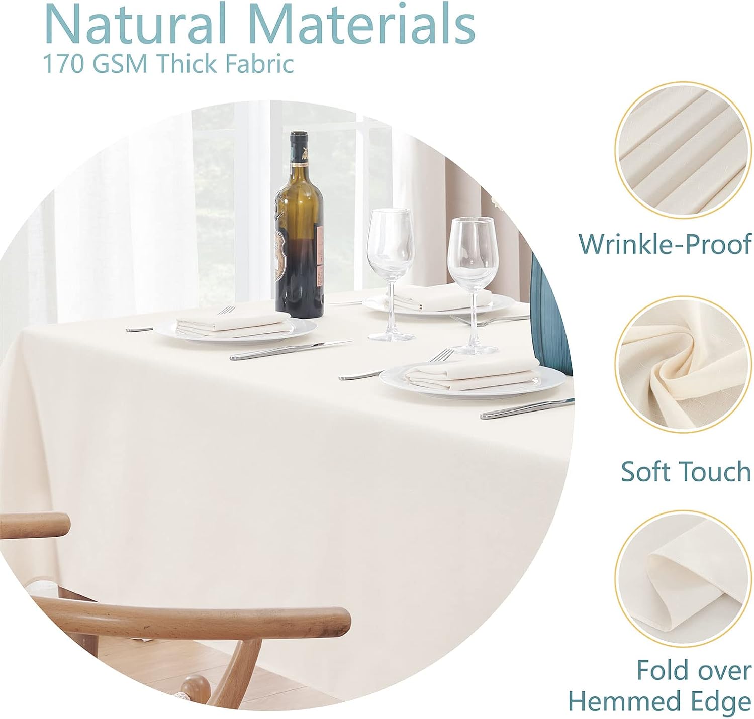 Detalle de Veblandy Rectangle Tablecloth 60x104 inch 🍽