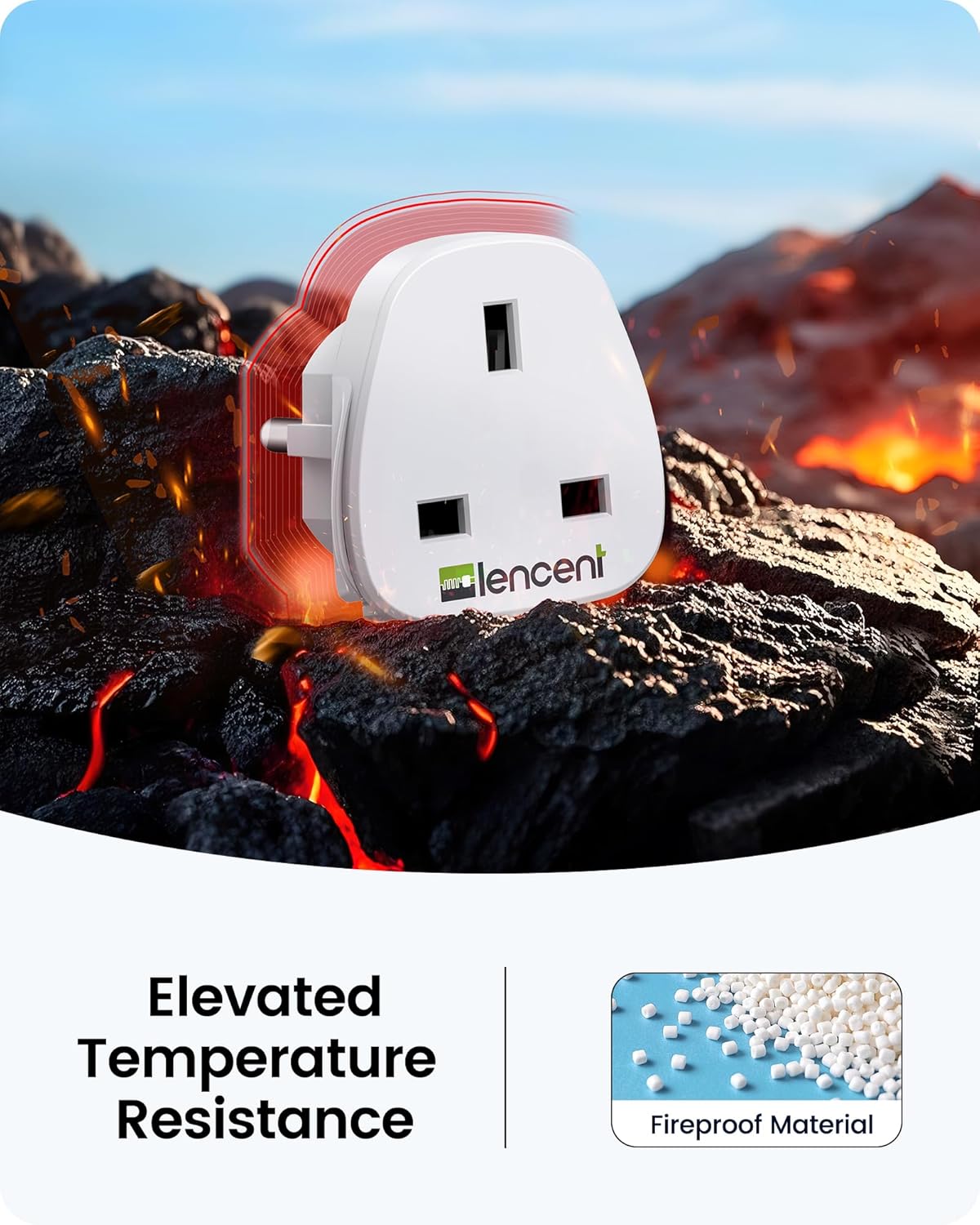 Thumbnail 2 de LENCENT 2X UK to EU Euro Plug Adapter (Type E/F, grounded) for travel