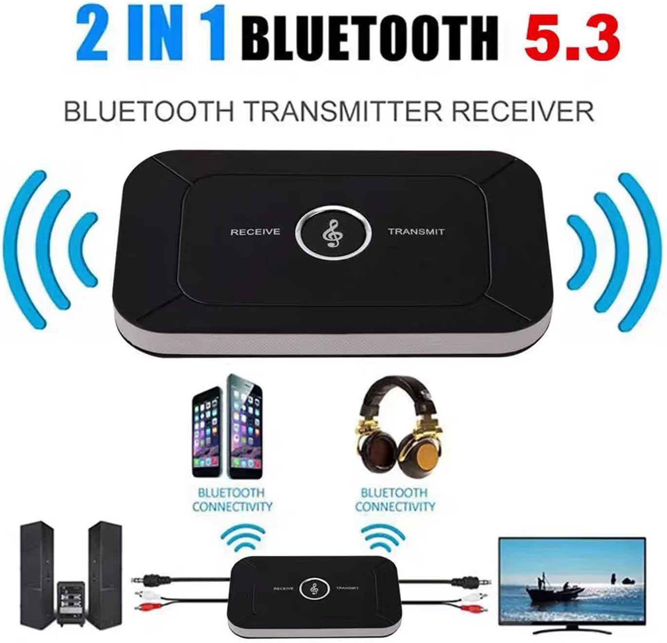 Detalle de Xingbaichen Bluetooth Adapter Transmitter Receiver 2-in-1 (TX/RX) with Bluetooth 5.3