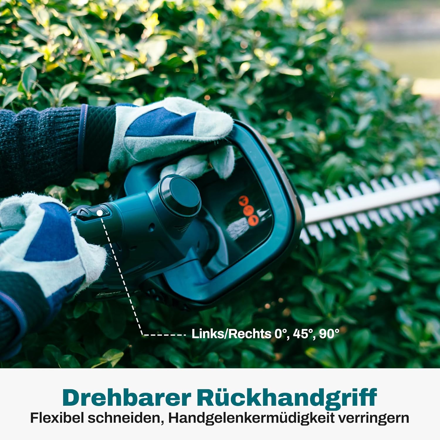 Detalle de KIESBOHR Garten Akku-Heckenschere CSL502 – kompatibel mit Makita 18V Akkus, 51 cm Schnittlänge, 16 mm Zahnabstand