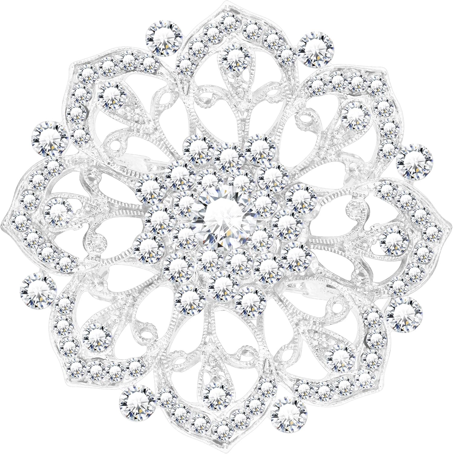 KristLand Damen Blumen Brosche Kristall 5.8 cm