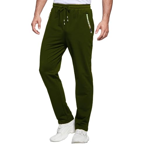 Detalle de ZOXOZ pantalón de chándal para hombre, verde, holgado y recto, talla M