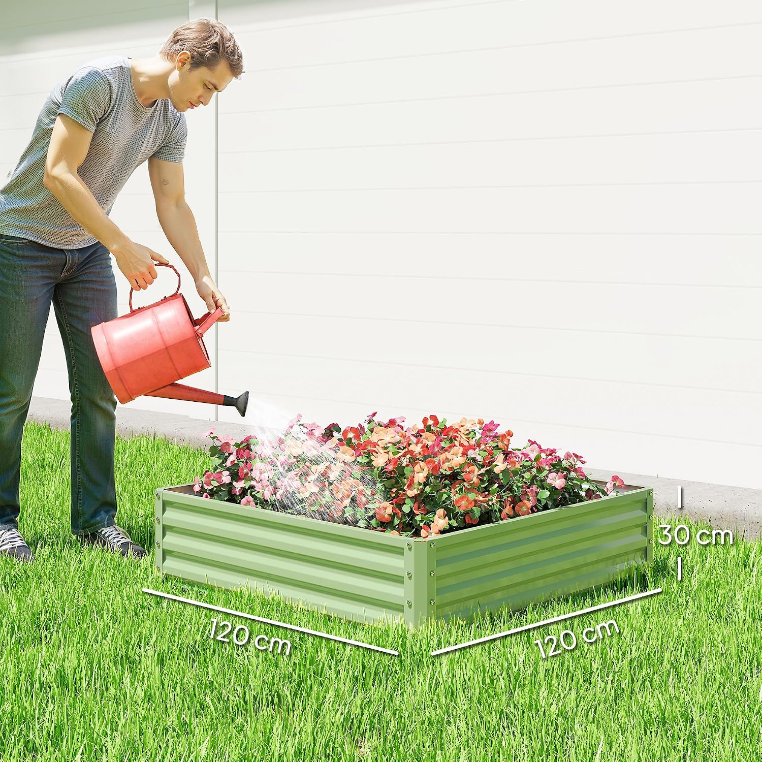 Thumbnail 6 de Outsunny 845-040V01YG verhoogde moestuinbak 120 x 120 x 30 cm, lichtgroen