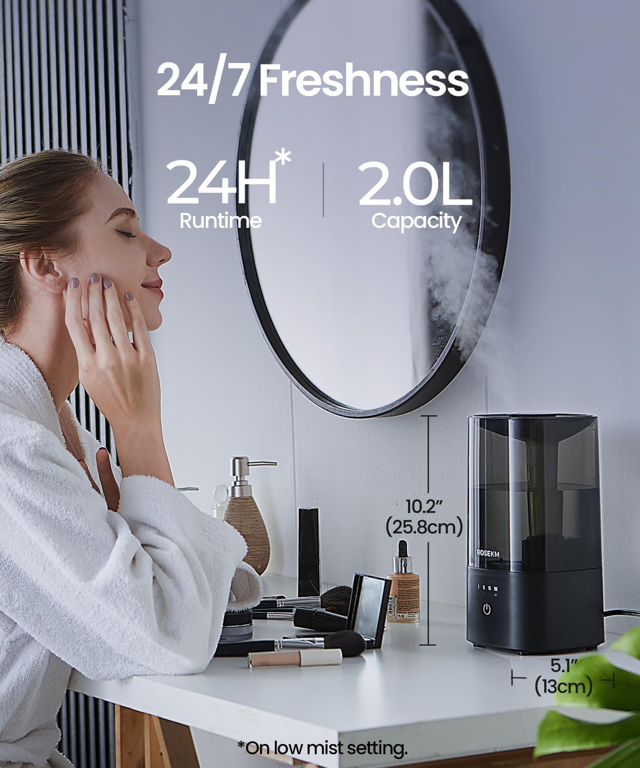 Detalle de ROSEKM 2.0L Cool Mist Humidifier for Bedroom 🌫