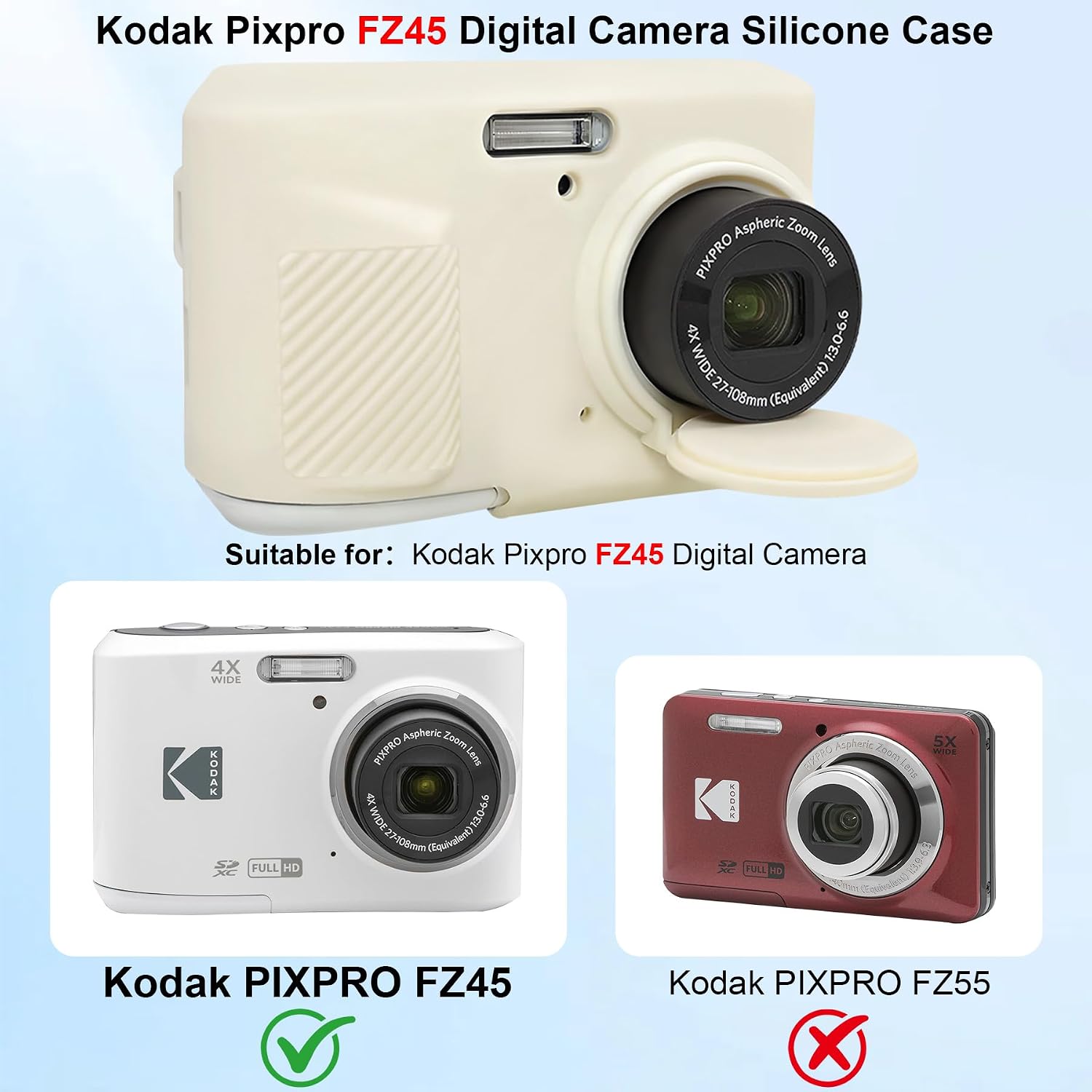 Thumbnail 1 de Elonbo Soft Silicone Case for Kodak PIXPRO FZ45 – White