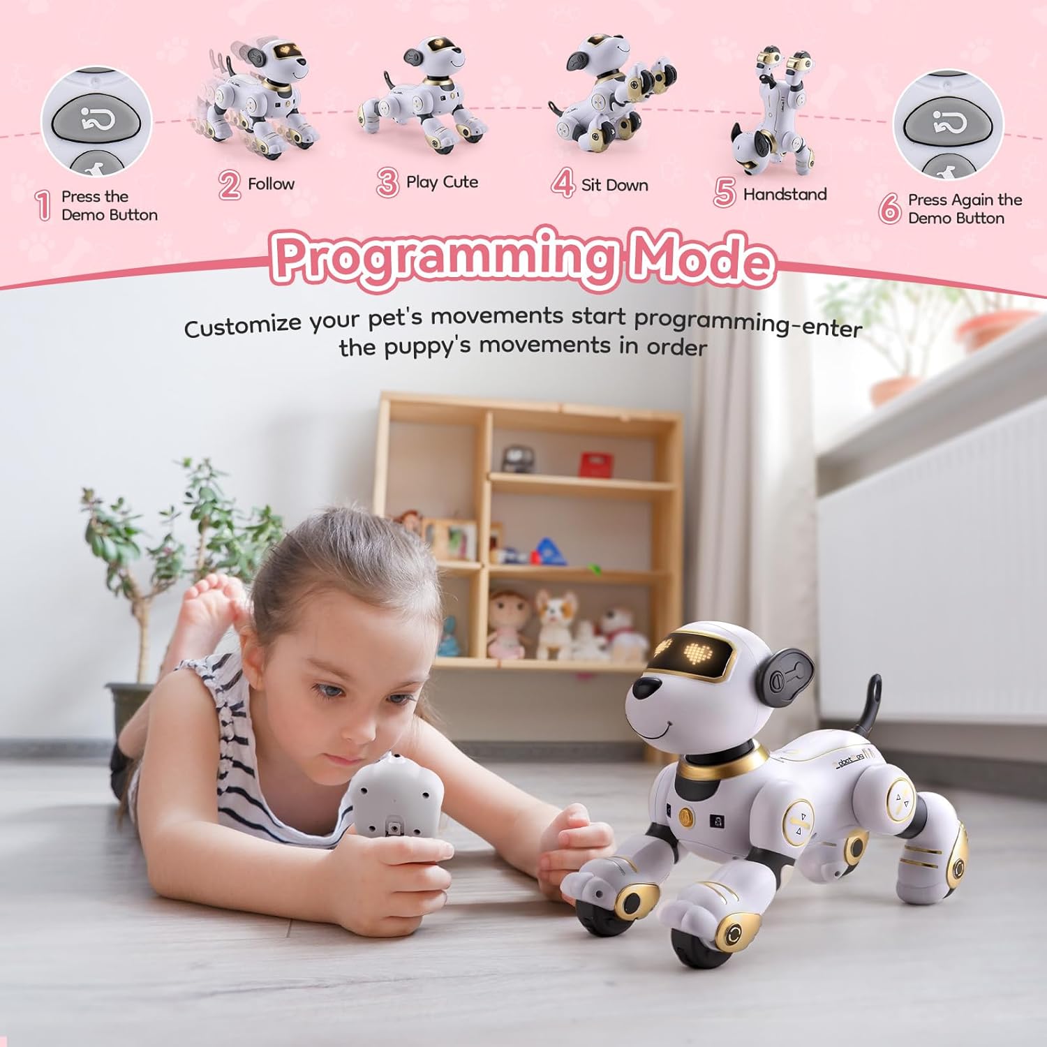Detalle de Warmiehomy Robot Puppy Toy for Kids: A Thoughtful, Interactive Companion with 17 Functions