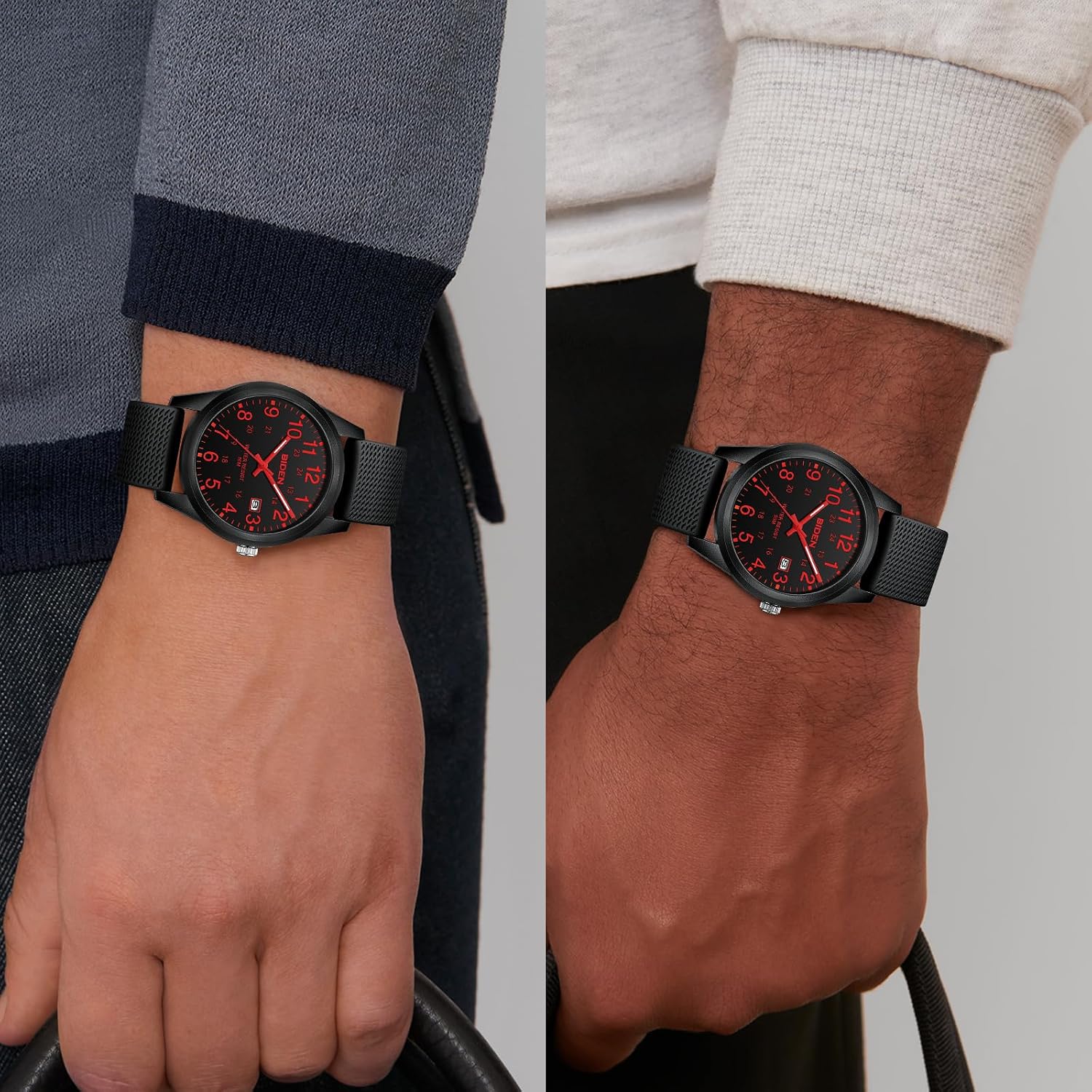 Thumbnail 5 de Herren Analog Quarz Armbanduhr mit 3 ATM Wasserdichtem Gehäuse (30 m) – 9,84" Gesamtlänge, silikonarmband