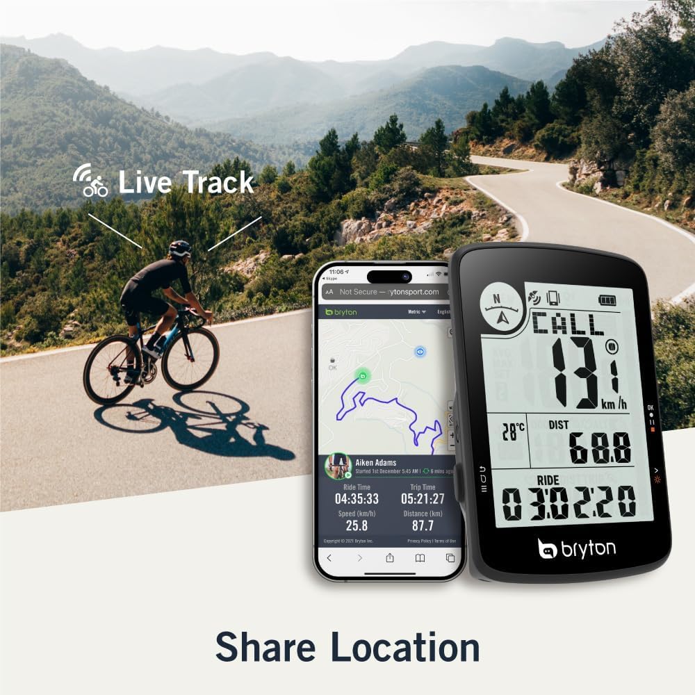 Detalle de Bryton Rider 17: GPS vélo sans fil 3" avec radar, 25 h d’autonomie, live tracking et Bluetooth