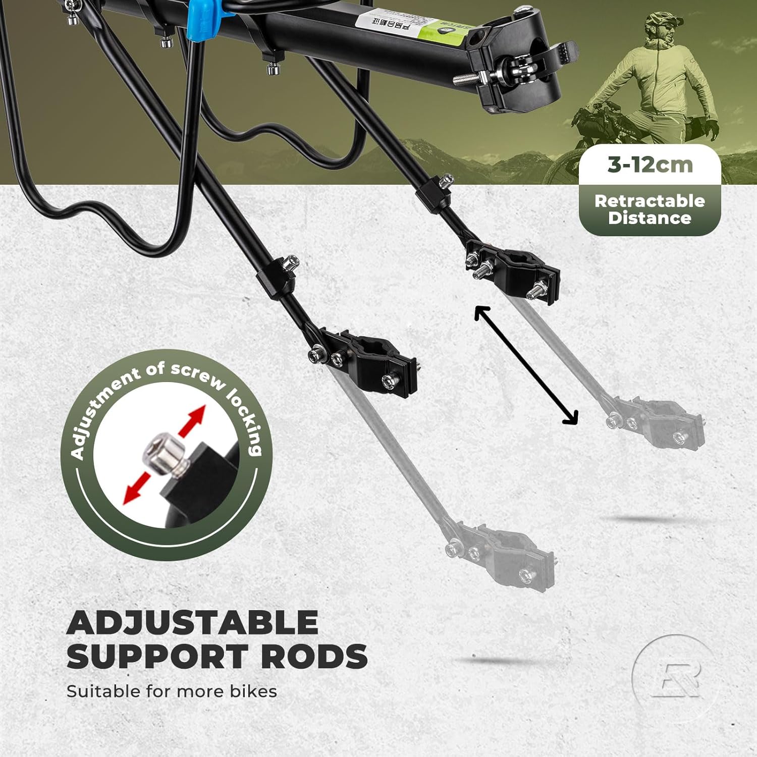 Thumbnail 2 de ROCKBROS portapacchi posteriore in alluminio per bici (MTB 24–29” e bici da strada), con riflettore