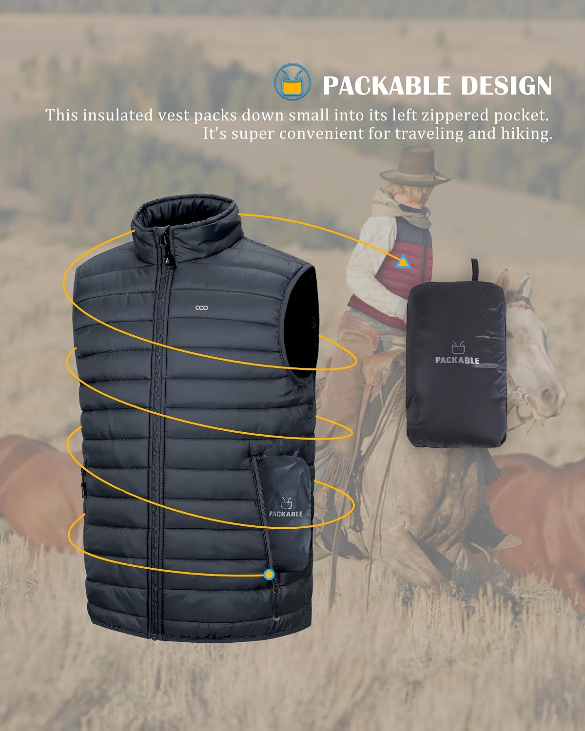 Detalle 2 de 33,000ft men’s lightweight gilet, packable