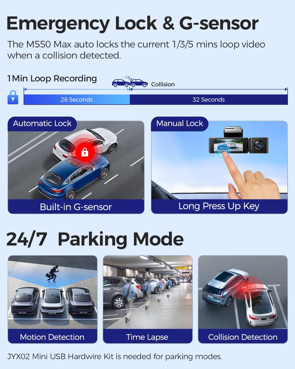 Thumbnail 6 de AZDOME M550 Max 3 Channel 4K Dash Cam – Front 4K, Cabin 1080P, Rear 2.5K with GPS, WiFi & 24H Parking
