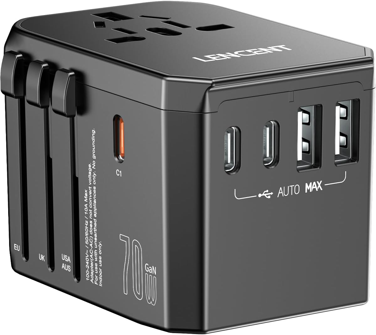 Detalle de LENCENT Adaptador Enchufe Universal GAN 70W