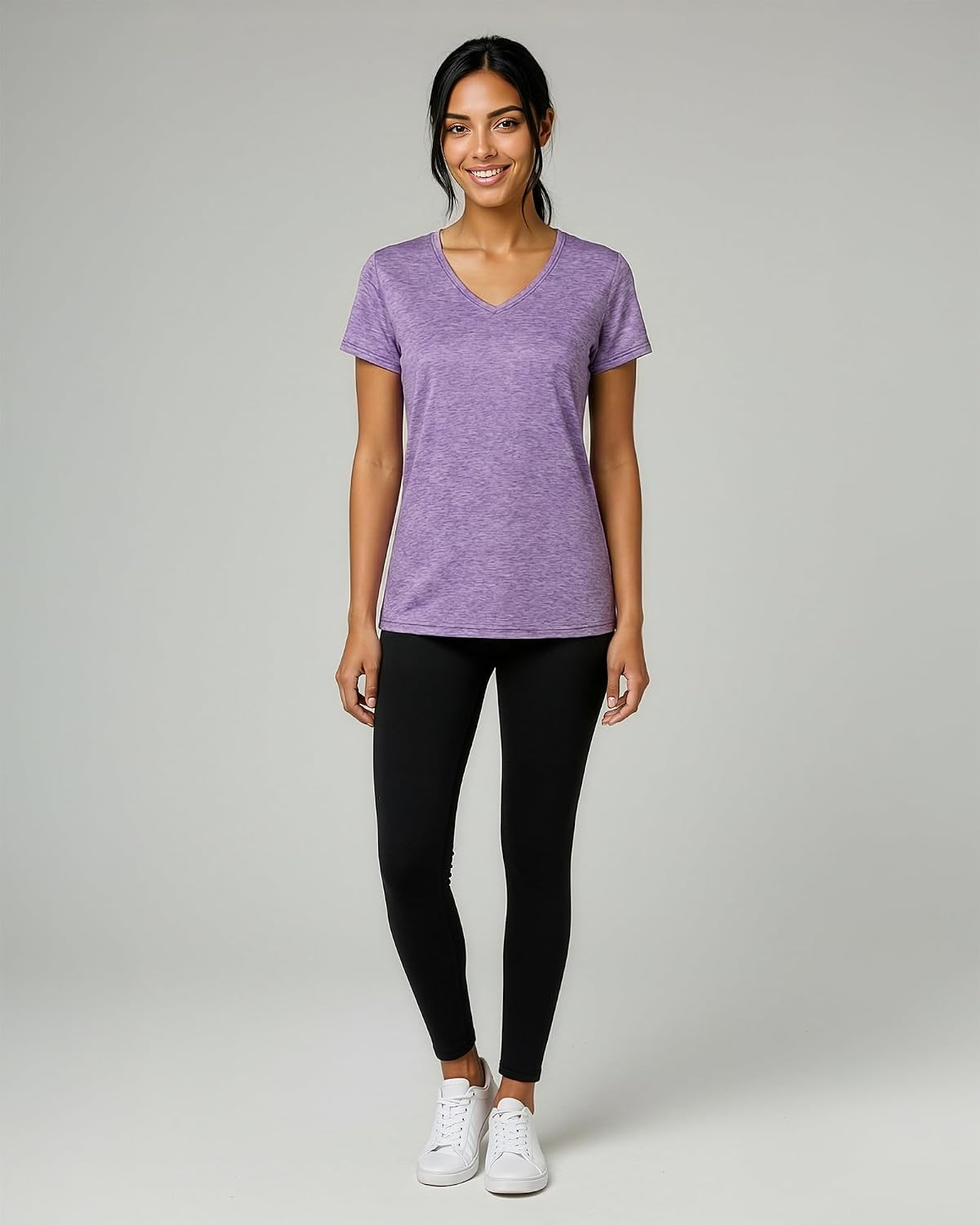 Thumbnail 6 de Real Essentials 5 Pack: Women's Dry-Fit V-Neck Short Sleeve Tee (Plus Size Included)