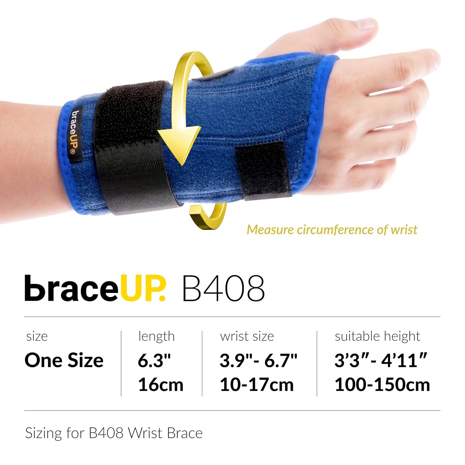 Detalle 2 de BraceUP B408 Kids Wrist Brace for Left Hand, Dual Splints, Blue