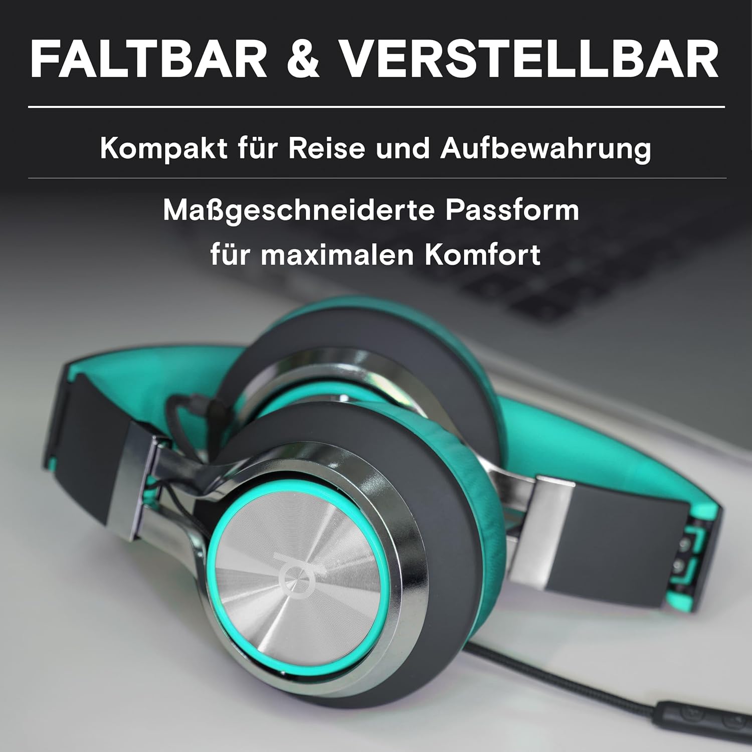 Detalle de ARTIX CL750 Premium Wired On-Ear Kopfhörer mit Mikrofon – Turquoise