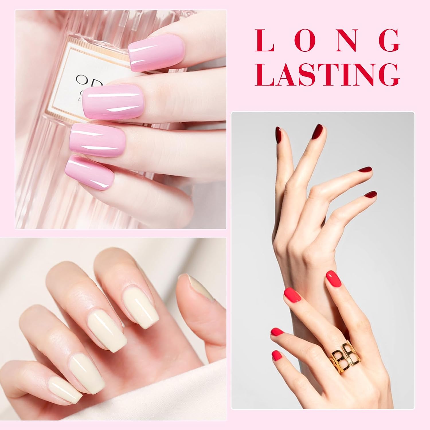 Detalle de CANNI Pink Gel Nail Polish Set (6 Colors) for French Tips, DIY Nail Art, Glossy Long-Lasting Finish