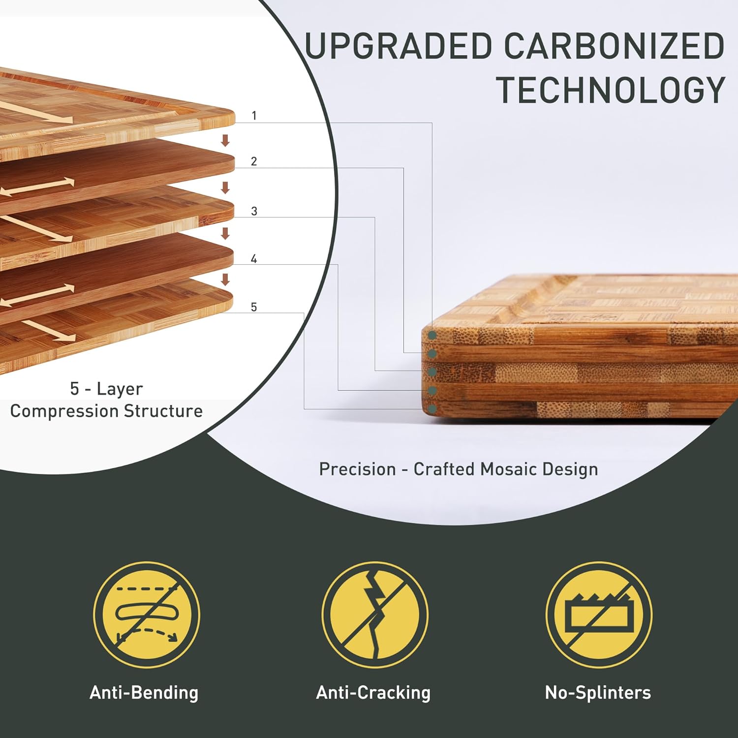 Thumbnail 3 de Socisen 3-Pack Bamboo Cutting Boards 5-Layer ๐ฝ