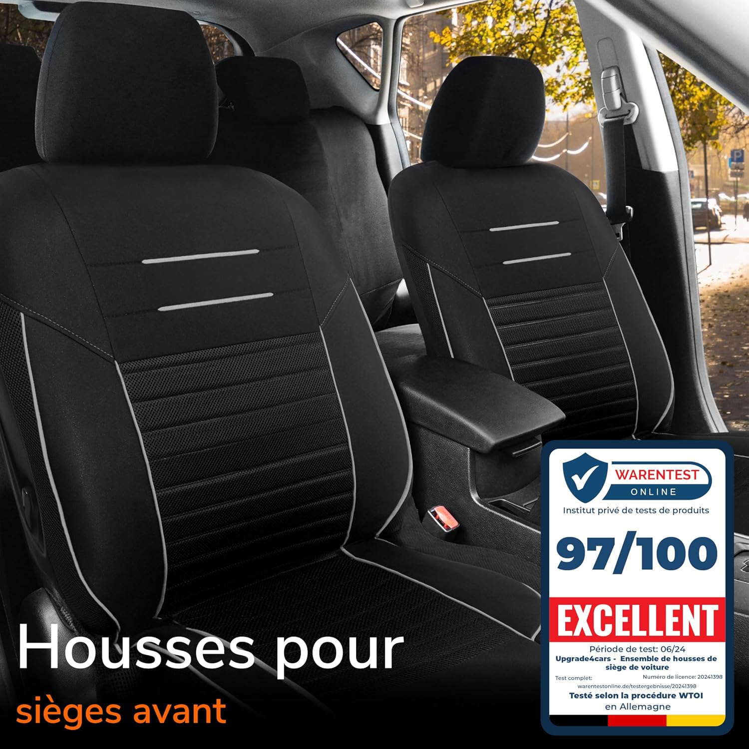Detalle de Upgrade4cars Housses de Siège Avant Set Version 2026 – Housses Universelles en Blanc pour Conducteur et Passager