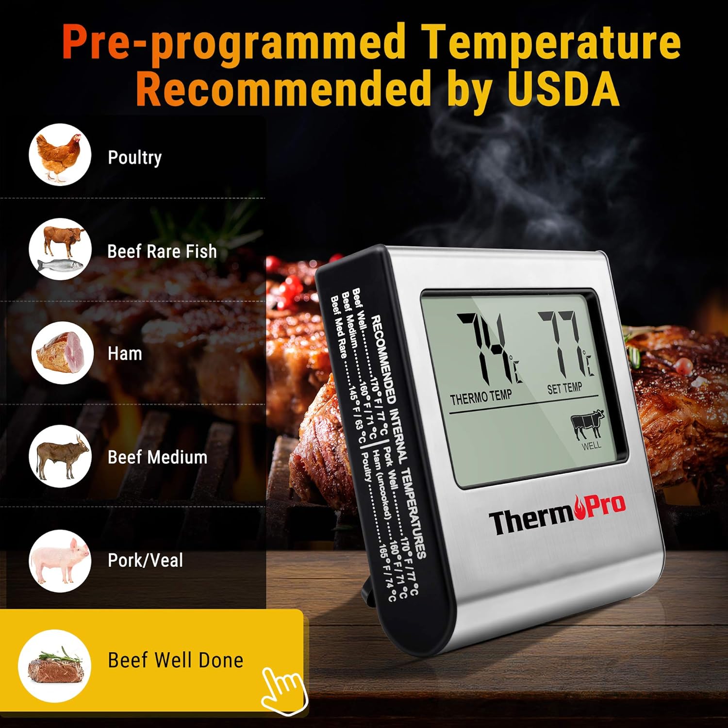 Thumbnail 1 de ThermoPro TP16 termometro cucina 16,5 cm 🍖