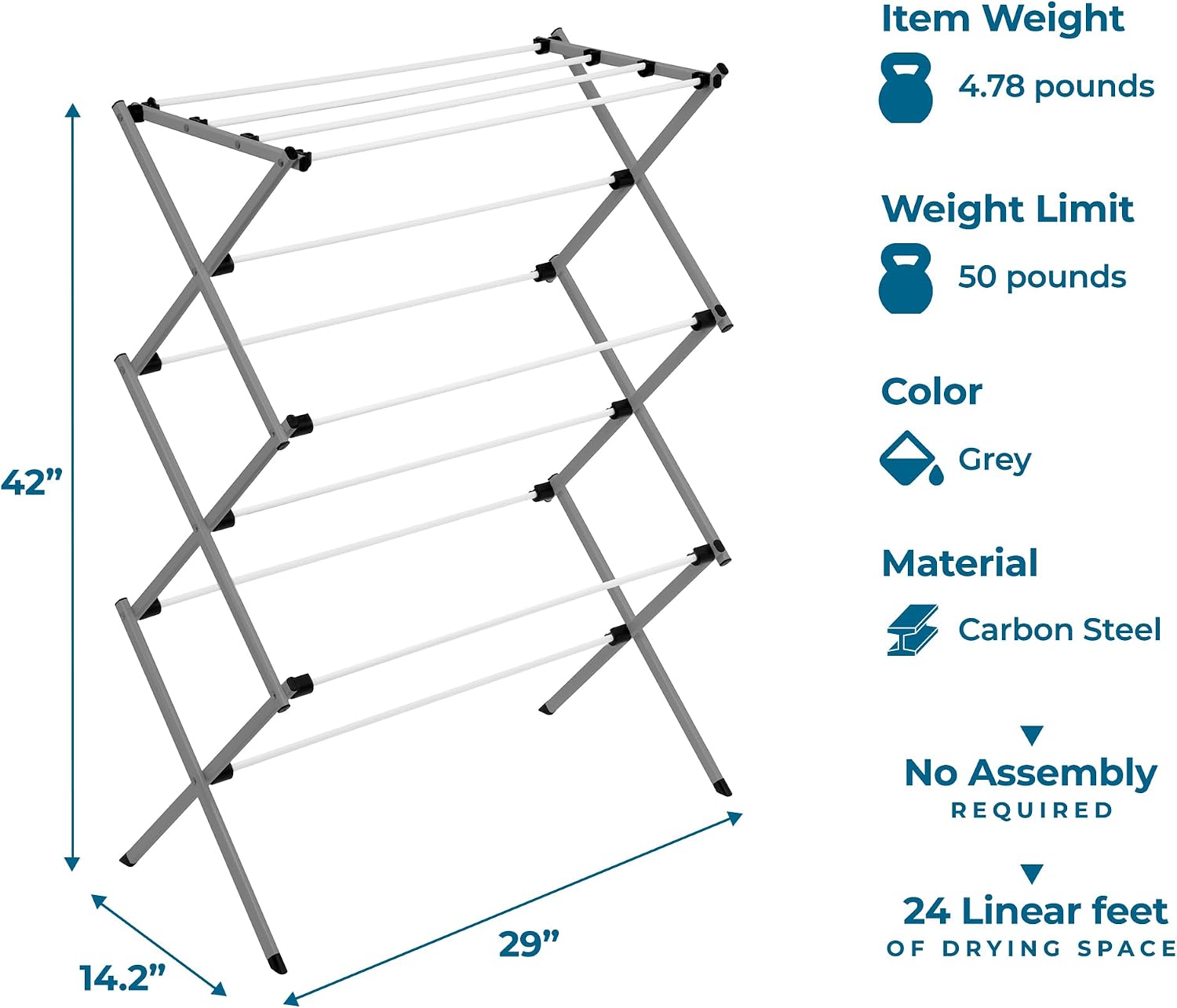 Thumbnail 5 de Honey-Can-Do Clothes Drying Rack 6-Tier