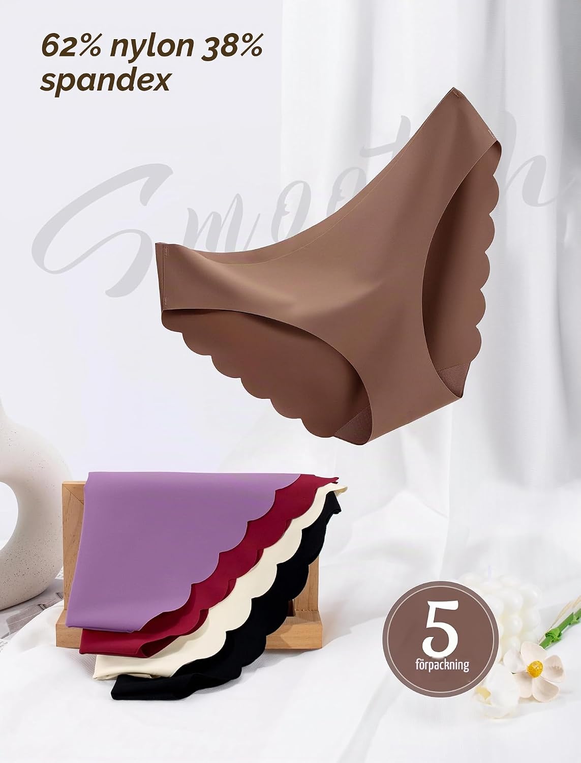 Detalle 2 de VOENXE sömlösa bikinitrosor, 5-pack med mjuk känsla och hipstermodell