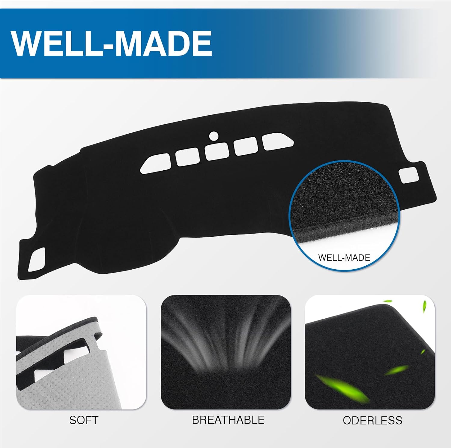 Thumbnail 3 de KUST Upgraded Dash Cover (Only Fit 2 Glove Box Dash) for 2007-13 Chevy Silverado & GMC Sierra 1500/2500HD/3500HD + 2007-14 Tahoe/Suburban/Yukon (Black)