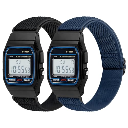 Detalle de Janpso: Correa elástica compatible con Casio F91W y AE--series (18 mm) – ajuste cómodo para todos