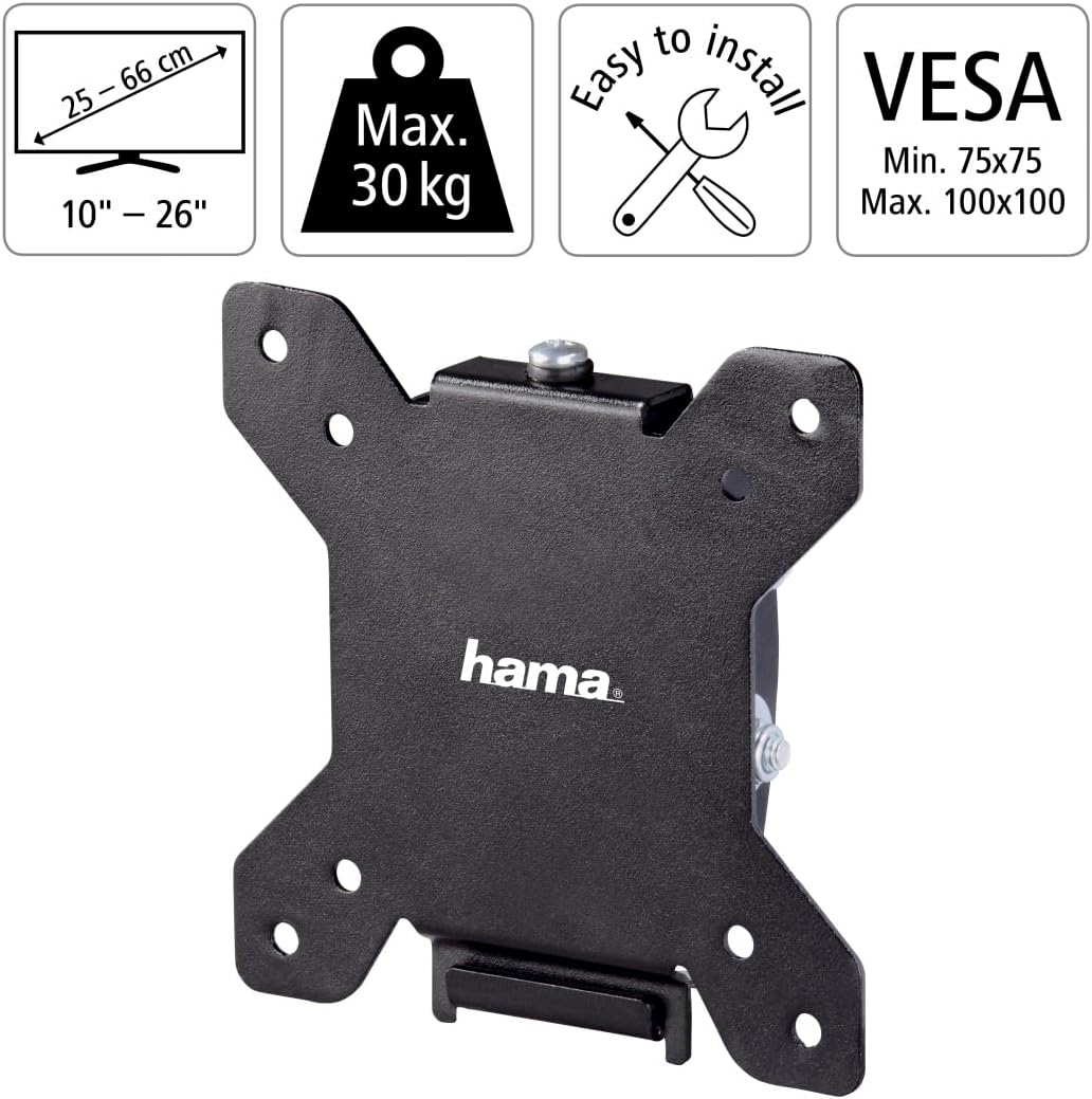 Detalle 2 de Hama neigbare TV-Wandhalterung für 10–26 Zoll bis 30 kg (VESA 75/75 & 100/100) schwarz