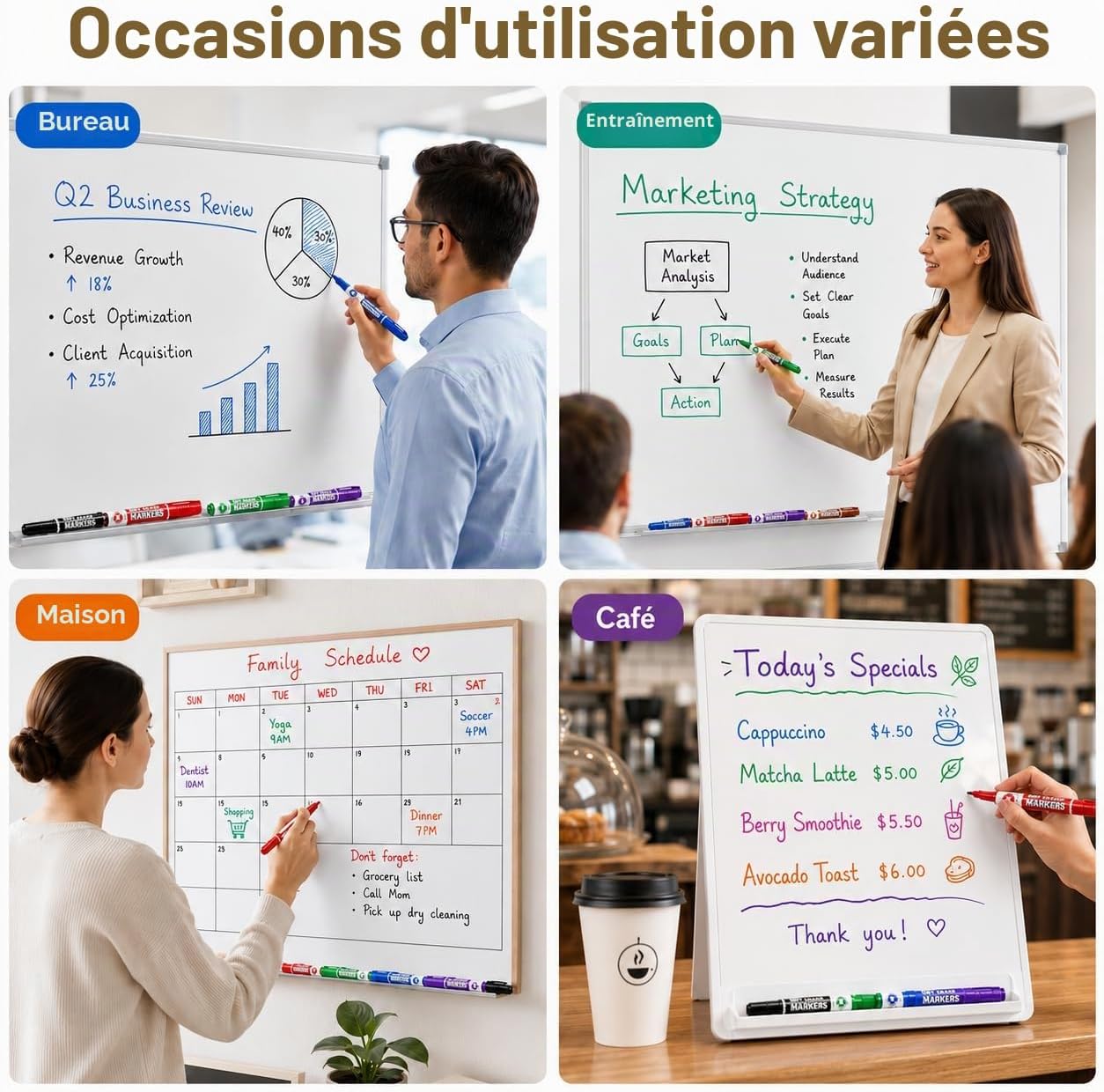 Thumbnail 4 de SUQJOY Stylos pour Tableau Blanc – Lot de 12 marqueurs fines couleurs avec pointe moyenne et faible odeur