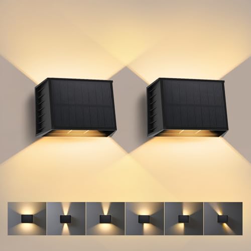 Detalle de T-SUN: Lámparas Solares para Exterior (2 piezas) – Aplique Solar de Pared 3000K, IP65, Ajustable 120°