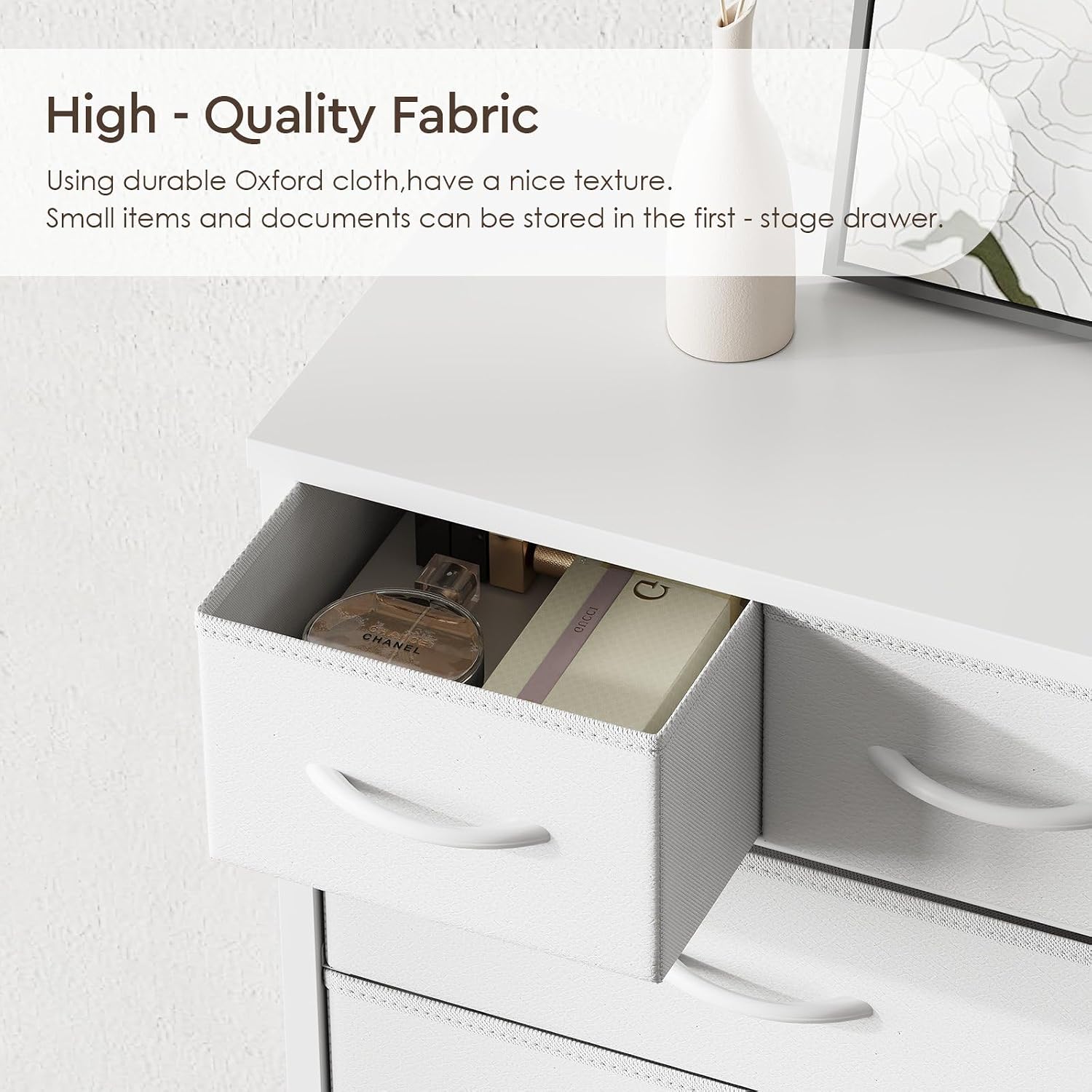 Thumbnail 4 de YeTom 12-Drawer Wide Dresser, White, with Removable Fabric Bins