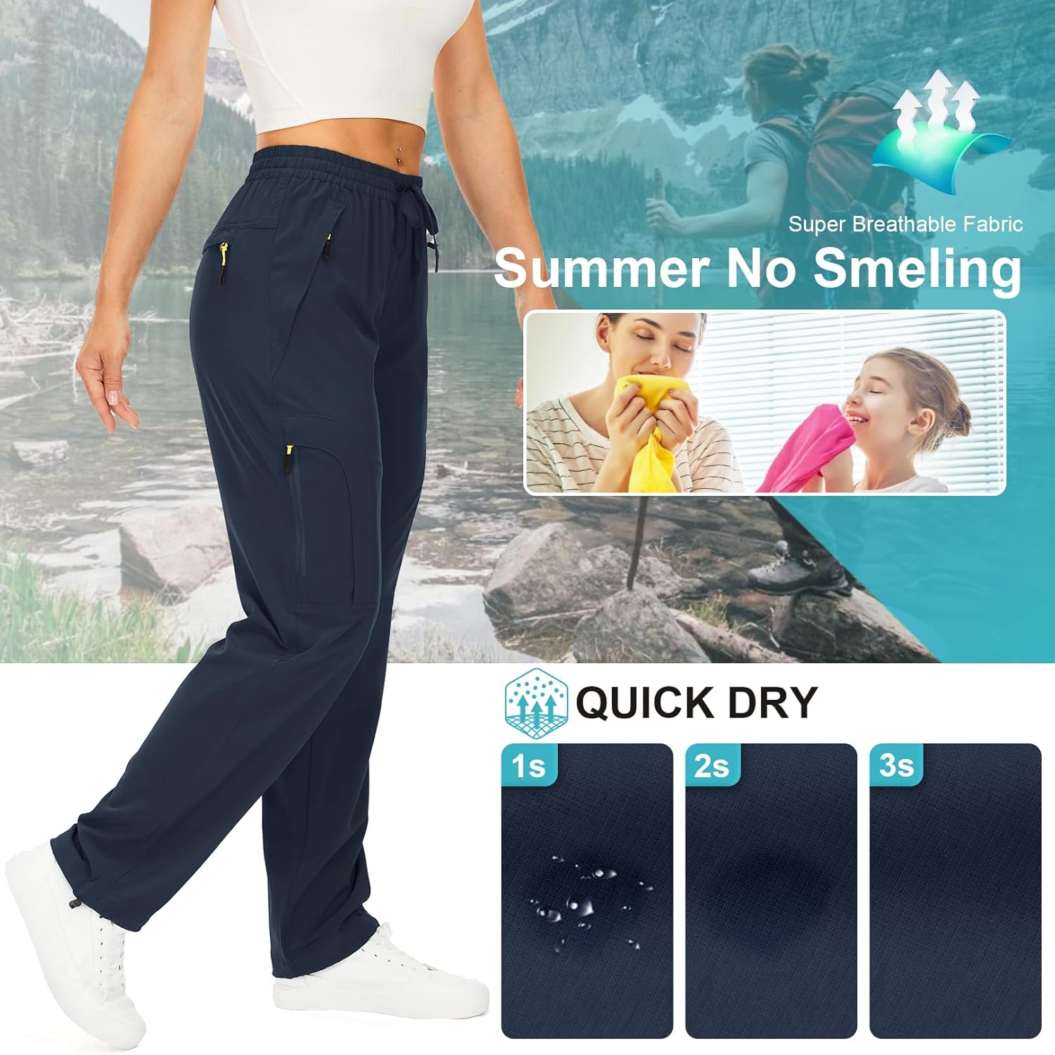 Detalle 2 de yeyity Wanderhose Damen Leichtes Quick Dry