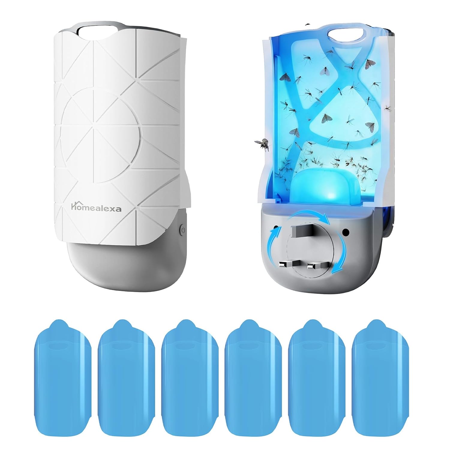 Homealexa Fruit Fly Trap Indoor (Plug-in LED UV Fly Catcher) with 1 Device + 6 Refills